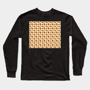 Jack O' Lantern Pumpkins and Leaves Halloween Pattern Long Sleeve T-Shirt